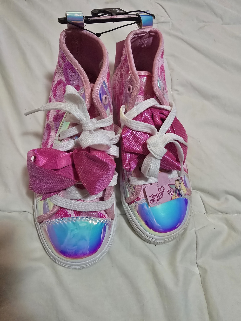 JoJo Siwa Pink High-Top Sneakers with Iridescent Toecaps